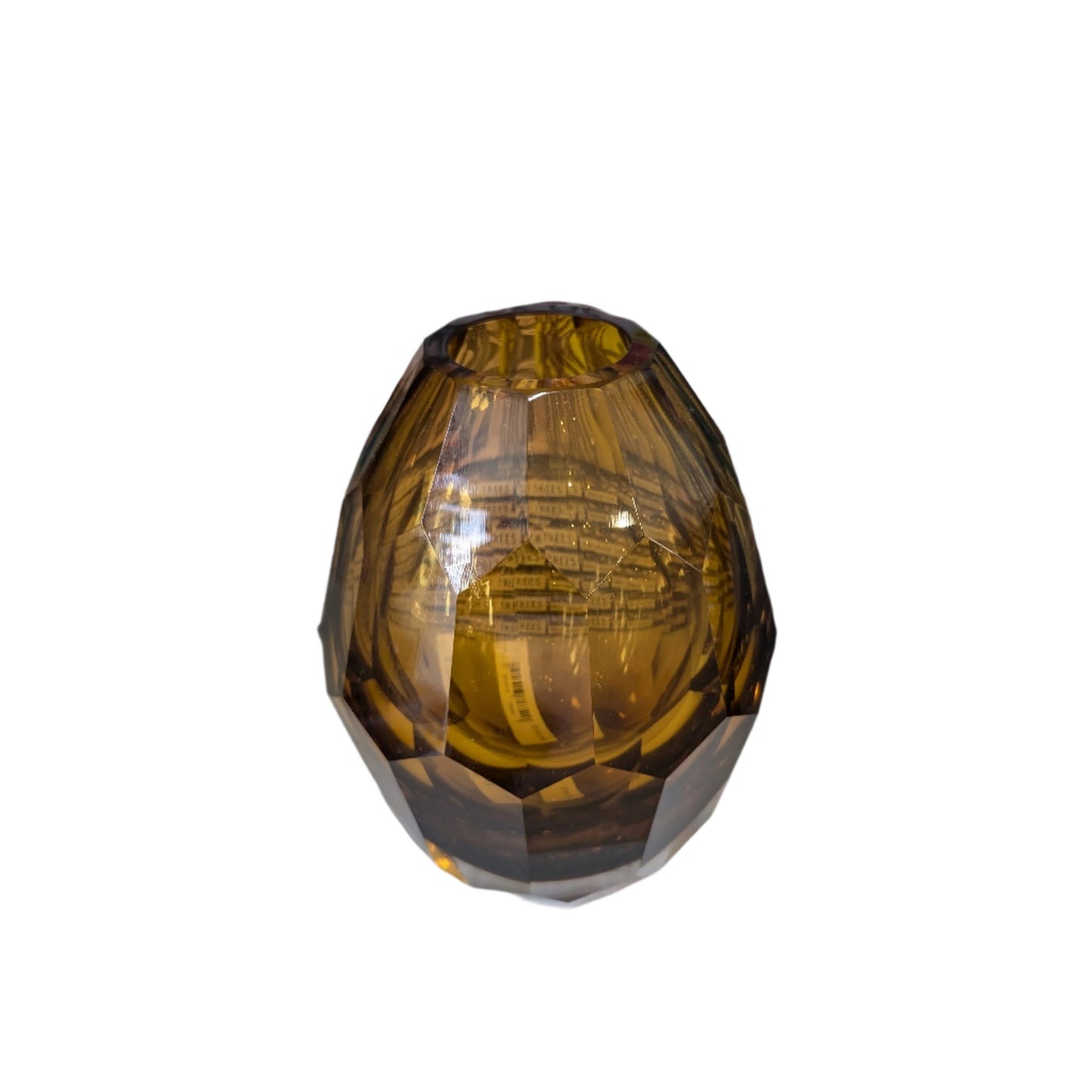 Diamond Shaped Vase - Amber Yellow