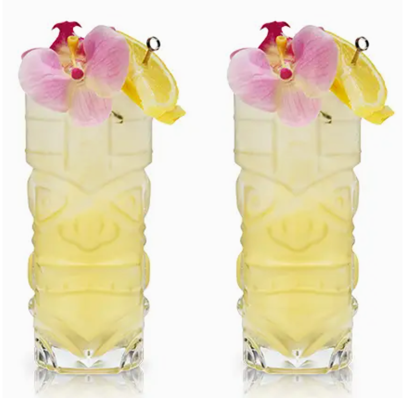 Pacific™ Crystal Tiki Glasses - Set of 2