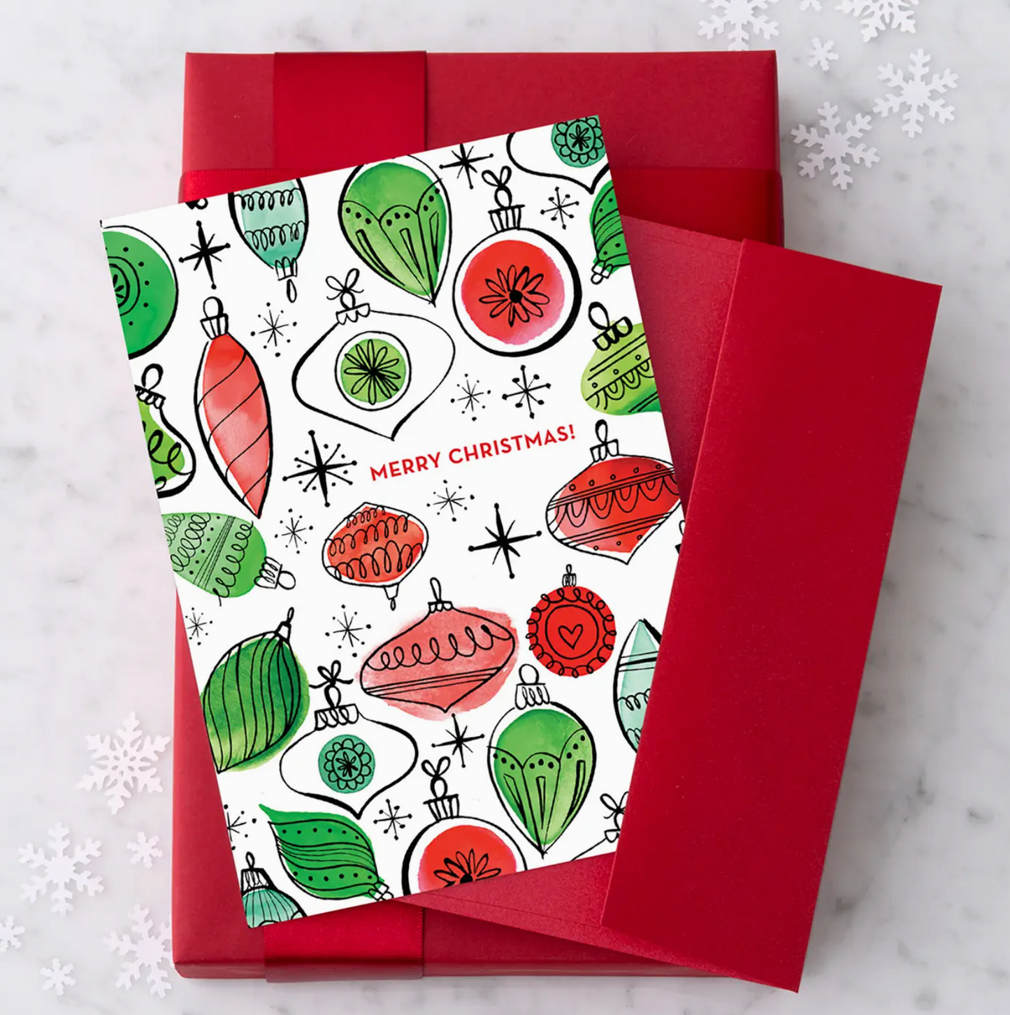 Vintage Christmas Ornaments - 8 Boxed Greeting Cards