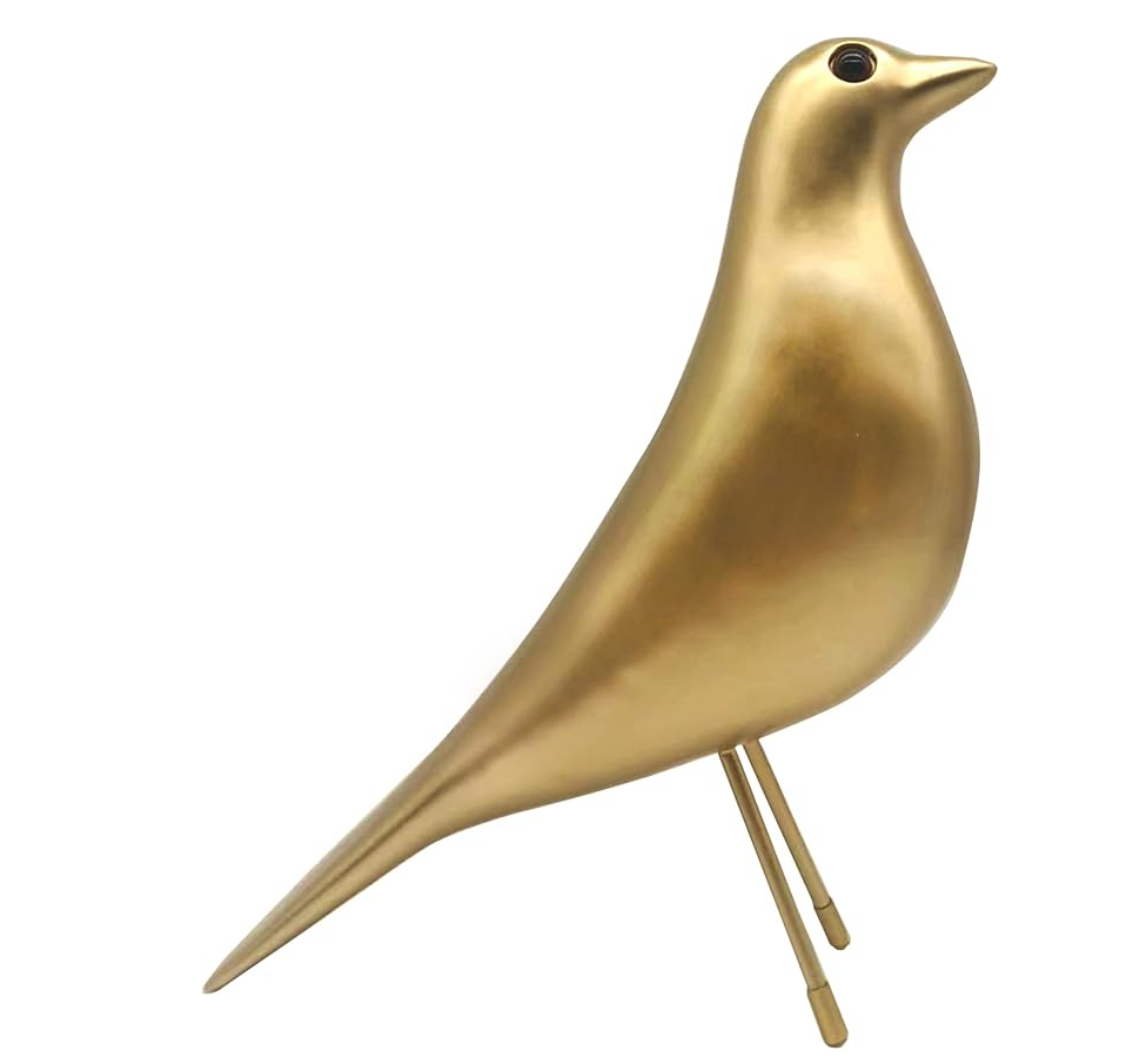 Home Decor Wooden Bird Sculpture - Gold