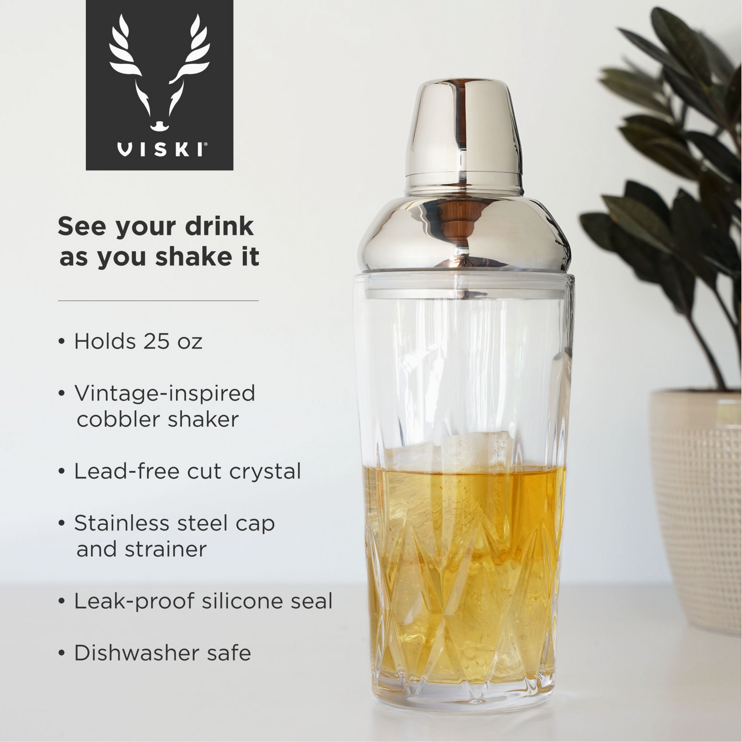 Admiral™ Crystal Cocktail Shaker w/ Built-in Strainer