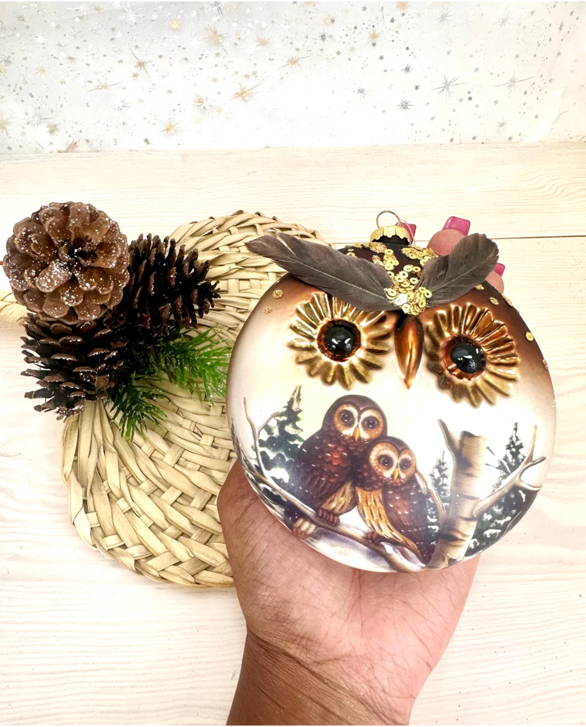 Owl Disc Figurine Ornament