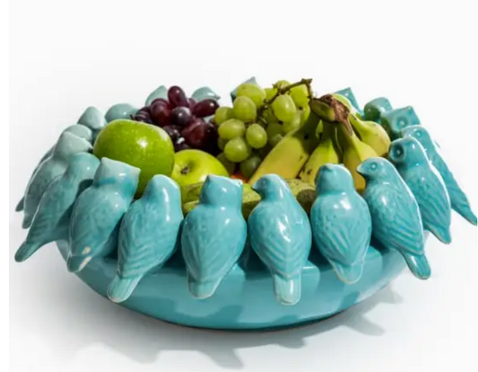 Blue Ceramic Flock Of Birds Bowl