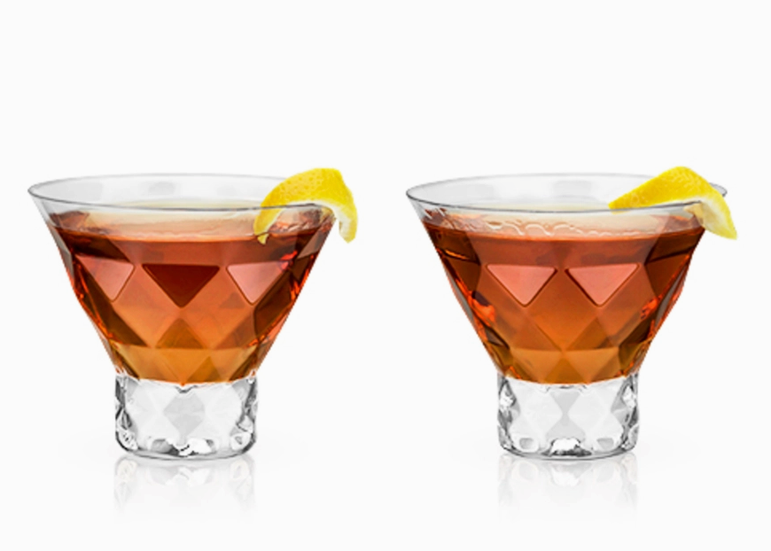Gem Crystal Stemless Martini Glasses