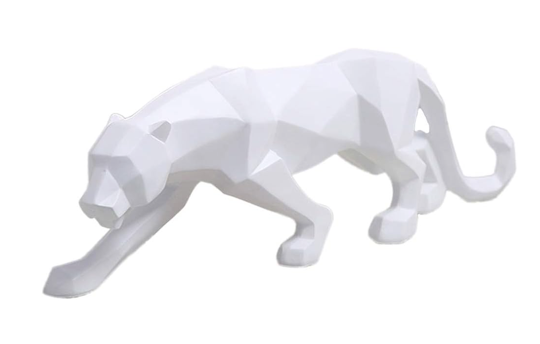 Goemetric White Panther Sculpture