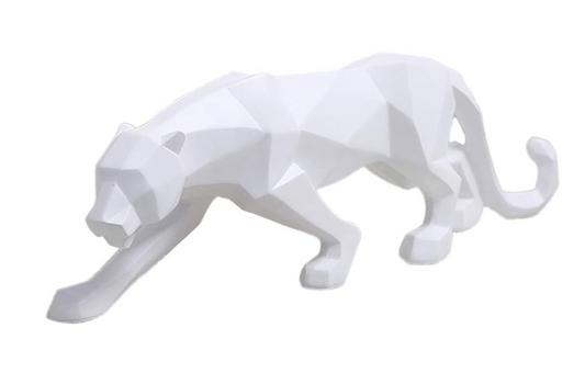 Goemetric White Panther Sculpture