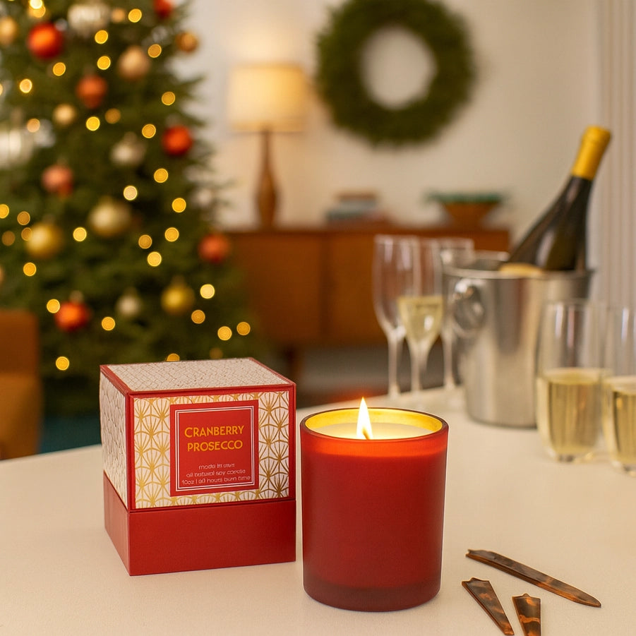 Red Cranberry Prosecco Holiday Candle